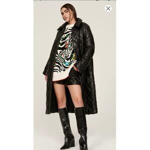 PHILOSOPHY di LORENZO SERAFINI Black White Animal Flora Print Oversized Sweater